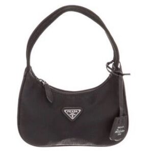 Prada Black Nylon Shoulder Hobo Bag